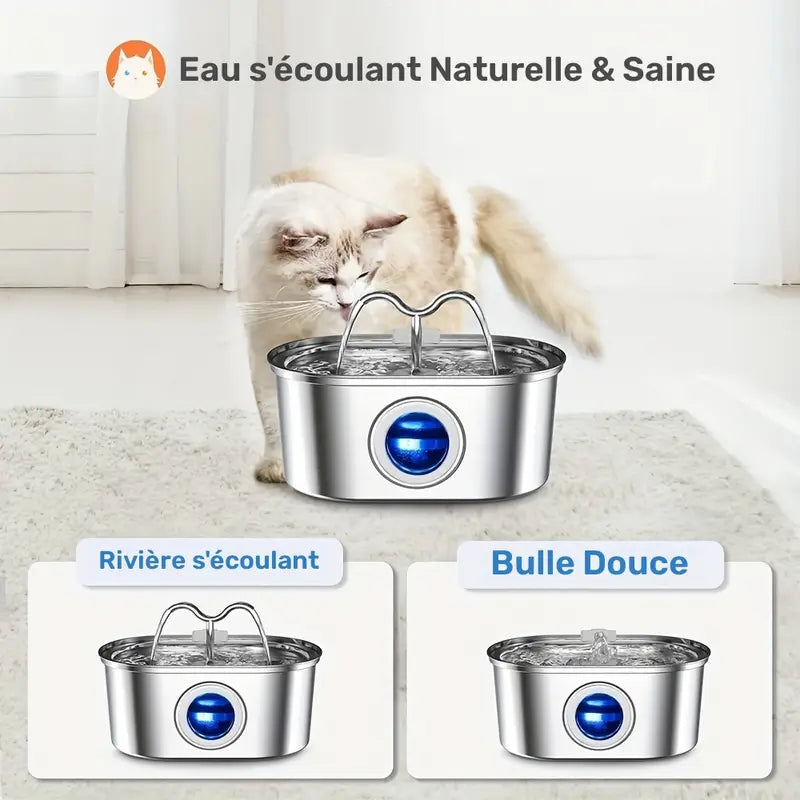 Double Fontaine Inox Jet pour Chien et Chat