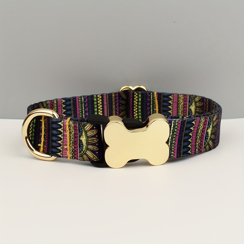 Collier pour Chien à Motif avec Boucle Os Dorée