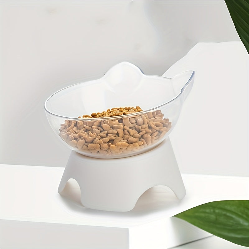 Gamelle Unique Inclinée Transparente Surélevée pour Chats – 13 cm