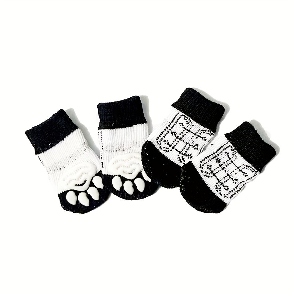 Chaussettes Antidérapantes pour Chiens et Chats – Lot de 4 Motifs Colorés