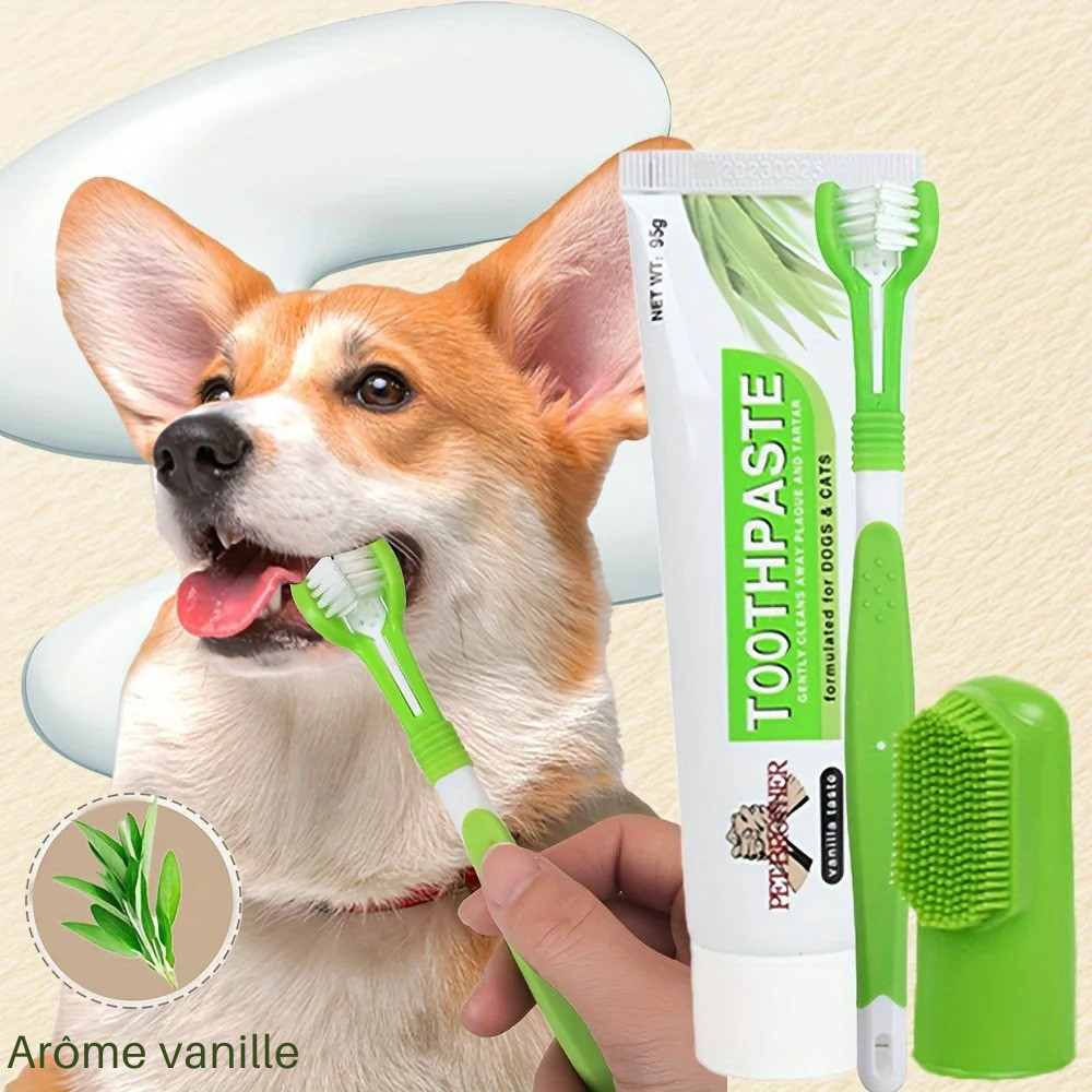 Kit Brosse à Dents 3 en 1 pour Animaux