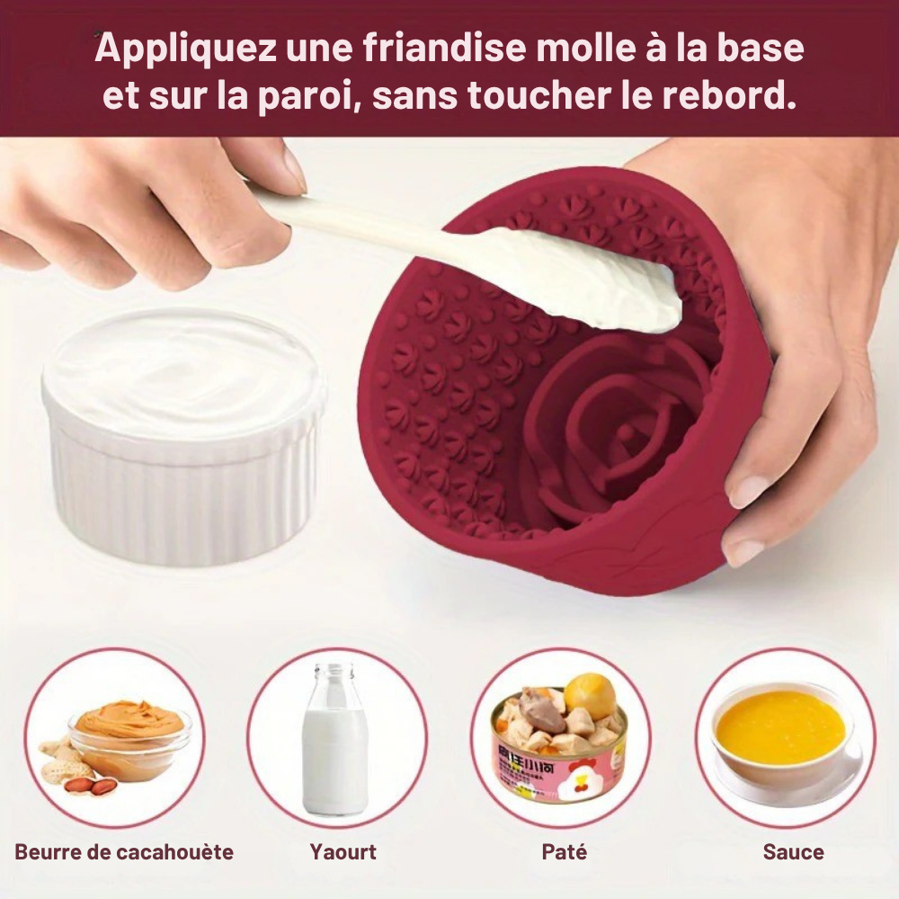 Bol à Lécher Antidérapant avec Ventouse en Silicone pour Chien
