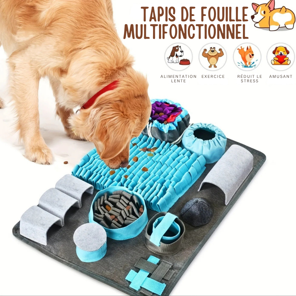 Tapis de Fouille Interactif avec Poches et Puzzles pour Chien