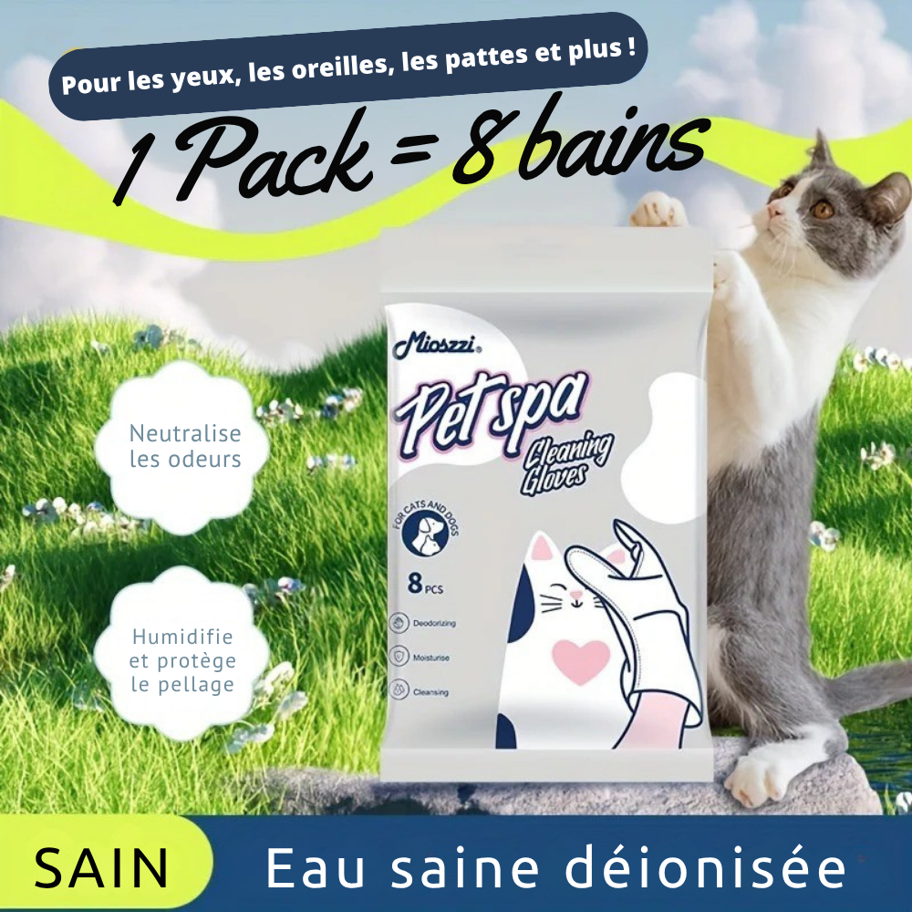 Gants Lingettes Nettoyants pour Chiens et Chats à l’Huile de Coco