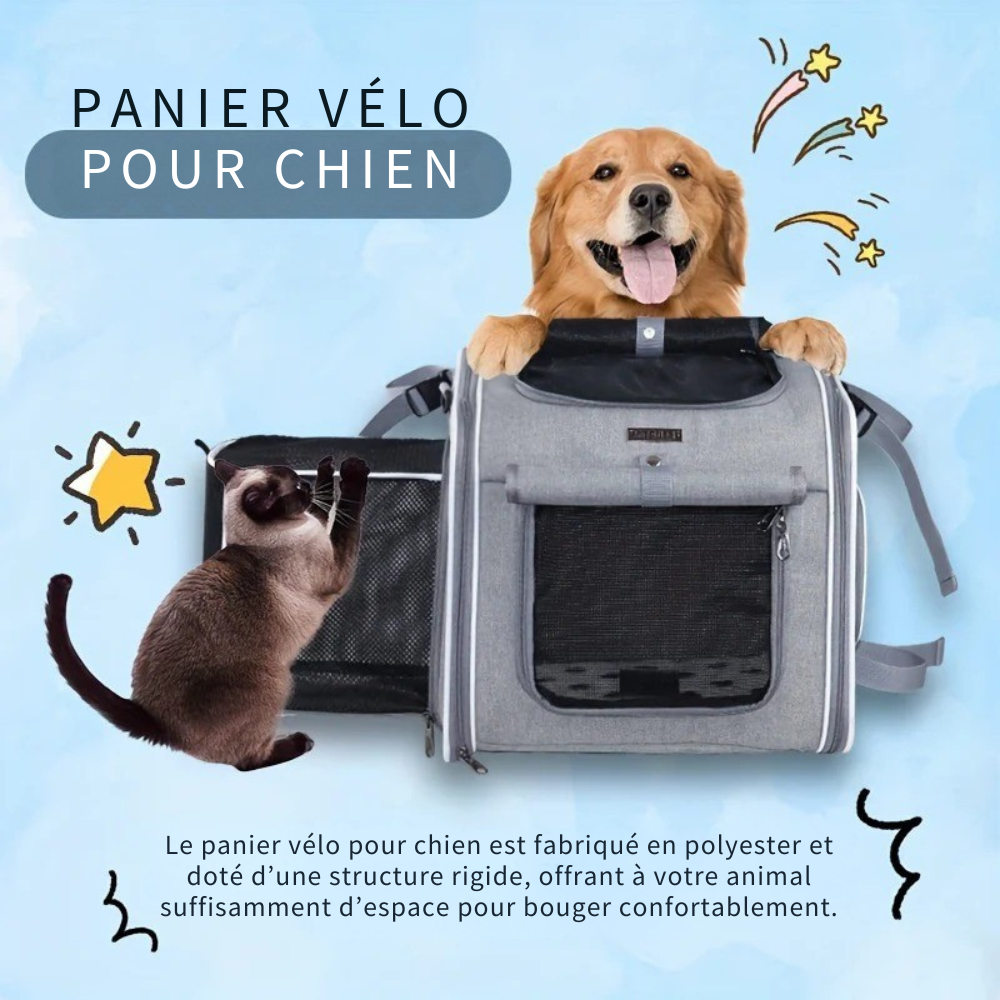 Panier vélo pliable et extensible pour chien et chat