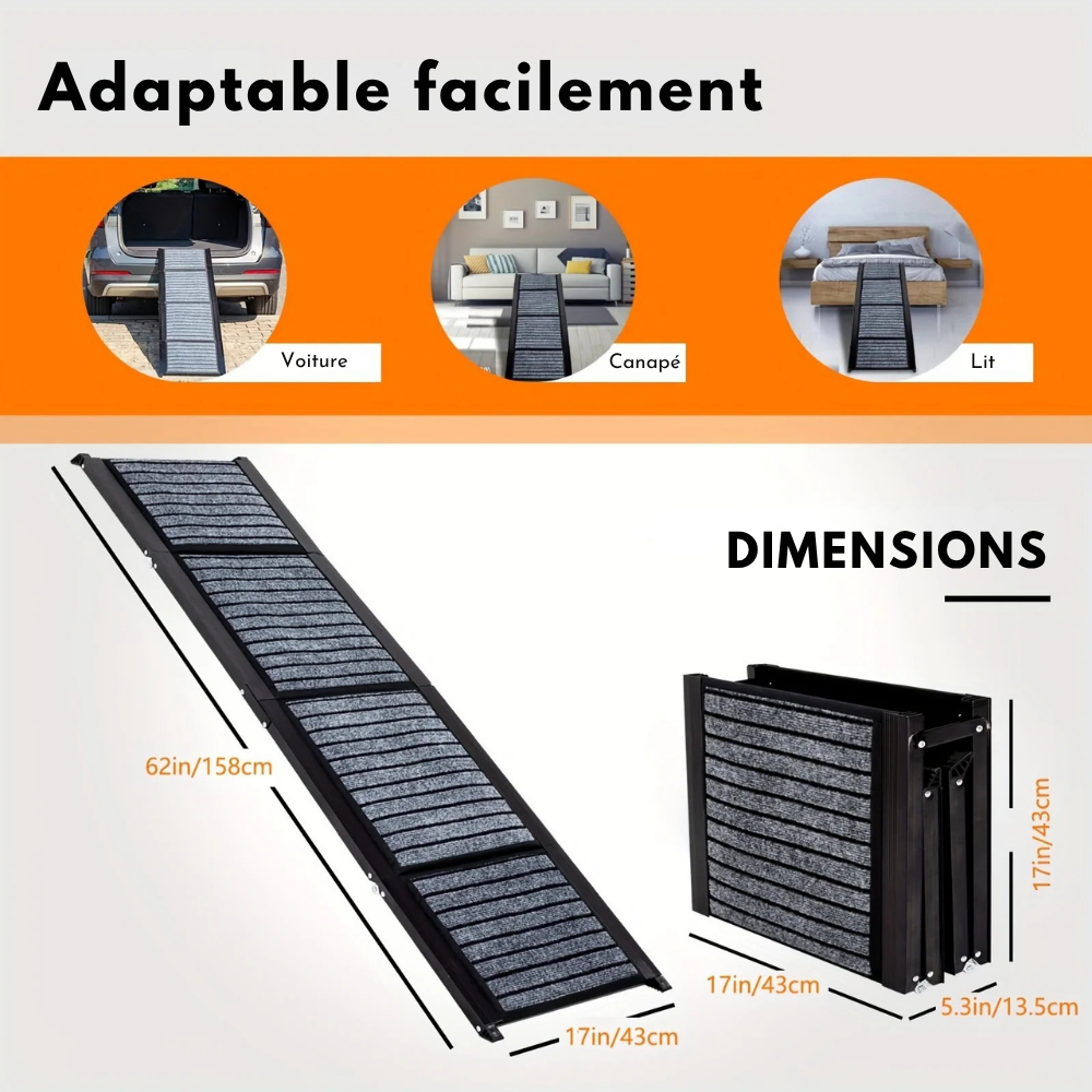 Rampe de Voiture Pliable Antidérapante pour Chiens
