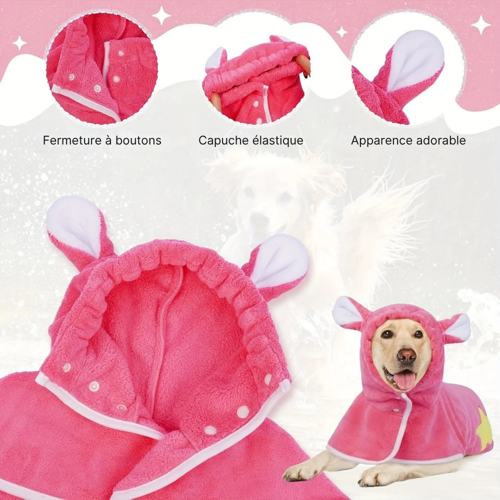 Peignoir de Bain à Capuche avec Oreilles pour Chien