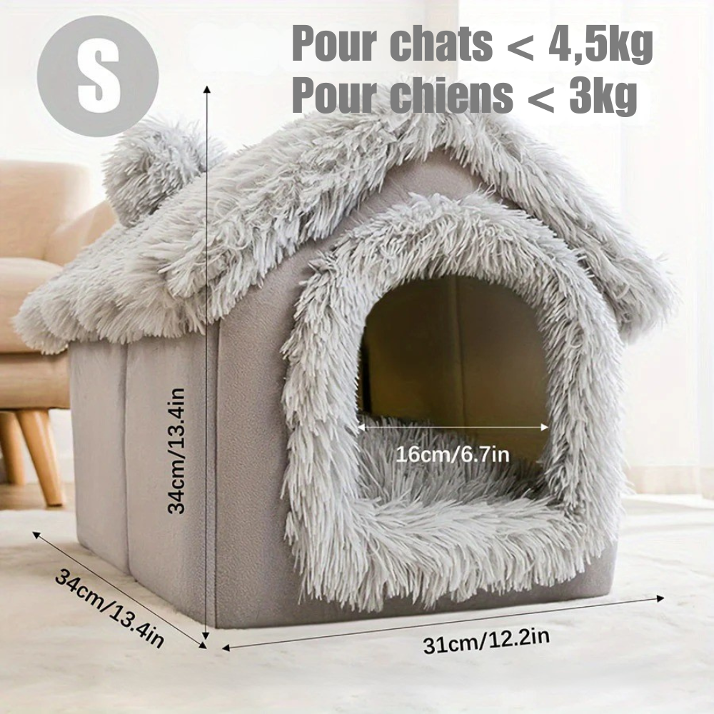 Maison douillette en forme de chalet pour chat et petit chien