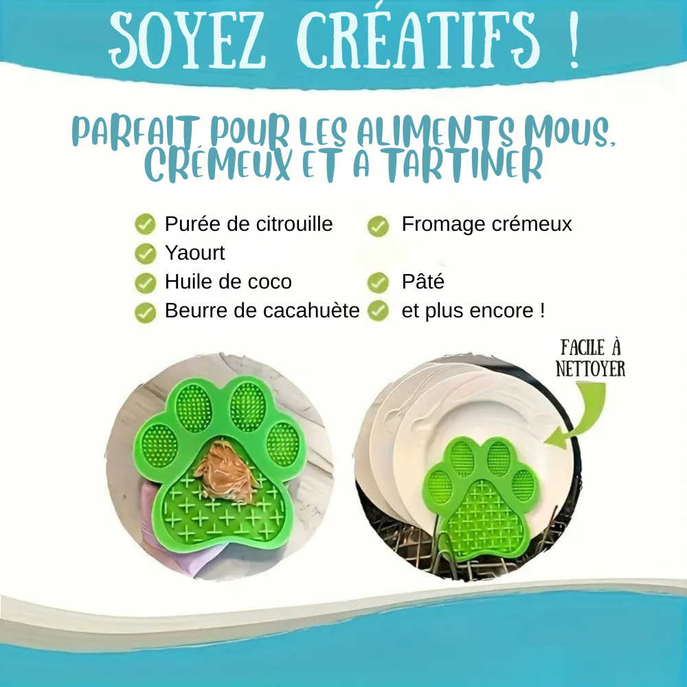 Tapis à Lécher en Forme de Patte Silicone Antidérapant pour Chien