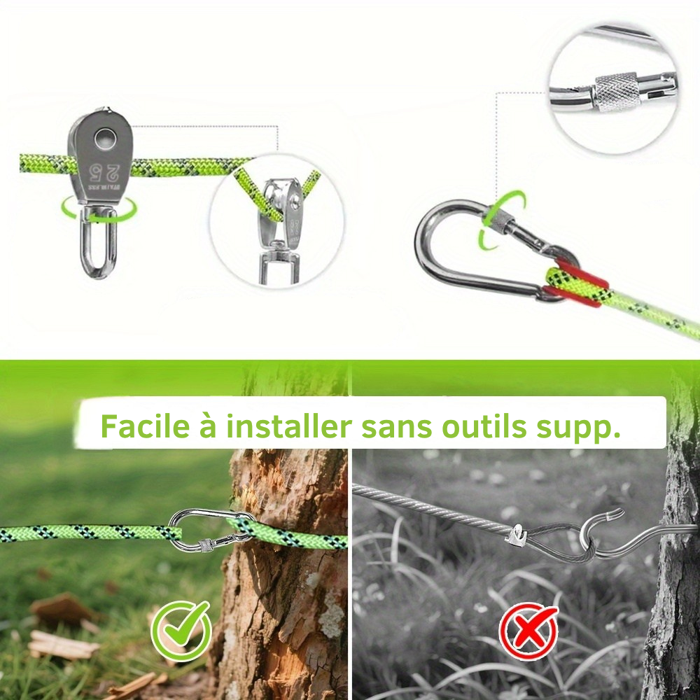 Système de Longe Aérienne pour Chien – 15 m + 3,6 m de ligne de course