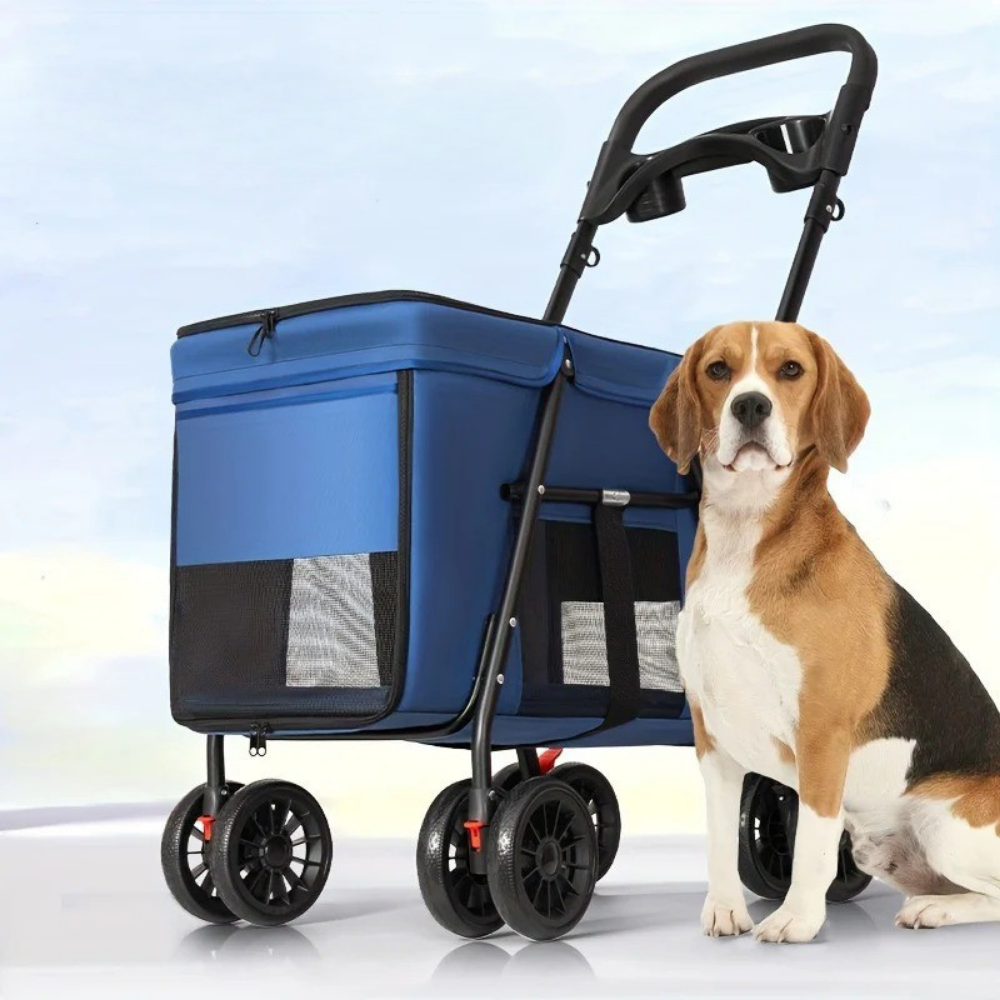 Poussette pour animaux avec toit ouvrant et maillage respirant