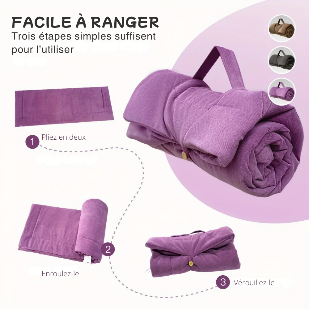 Tapis de Voyage Roulable pour Chien – Compact, Lavable et Tout-Temps