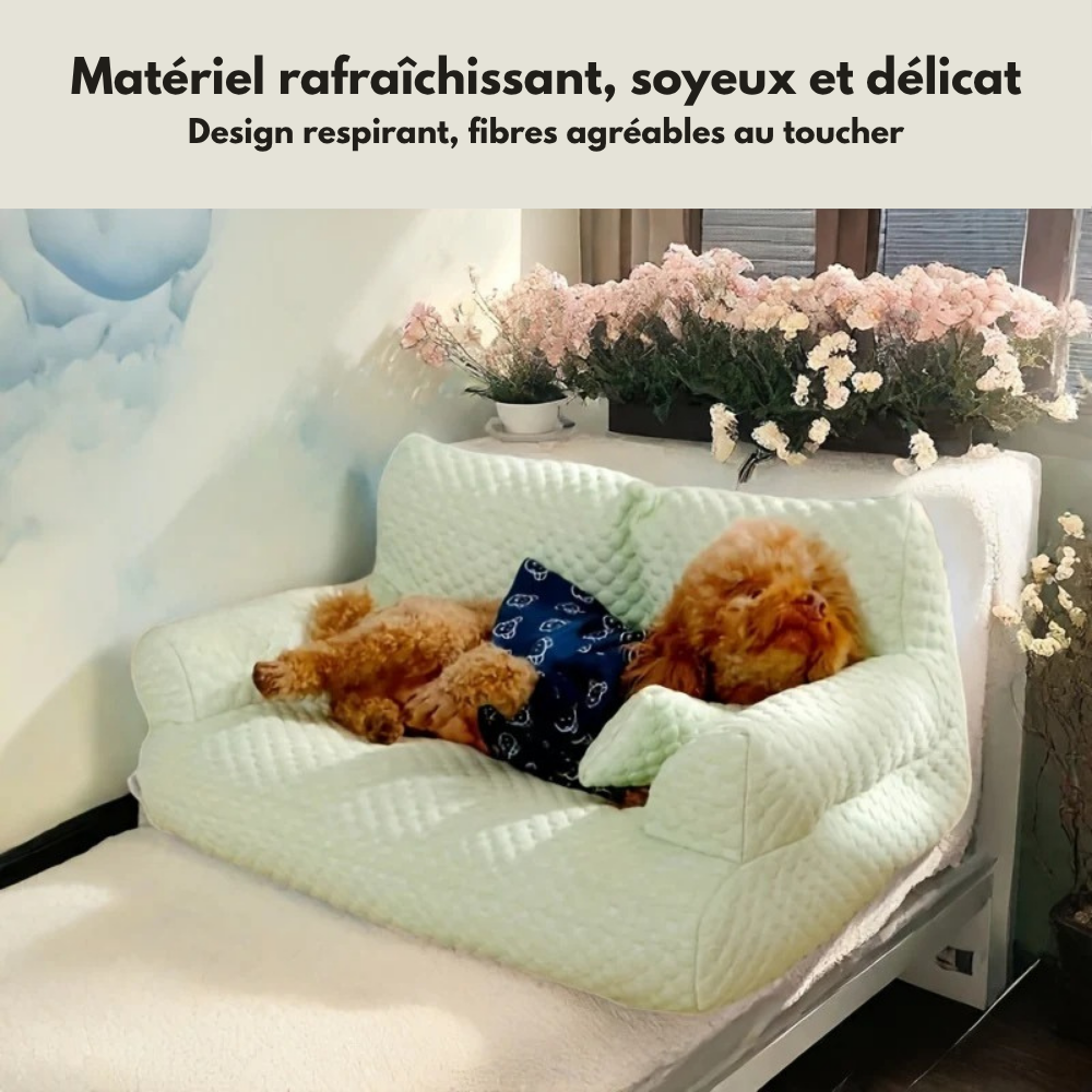 Canapé Vert Rafraîchissant en Tissu pour Chien