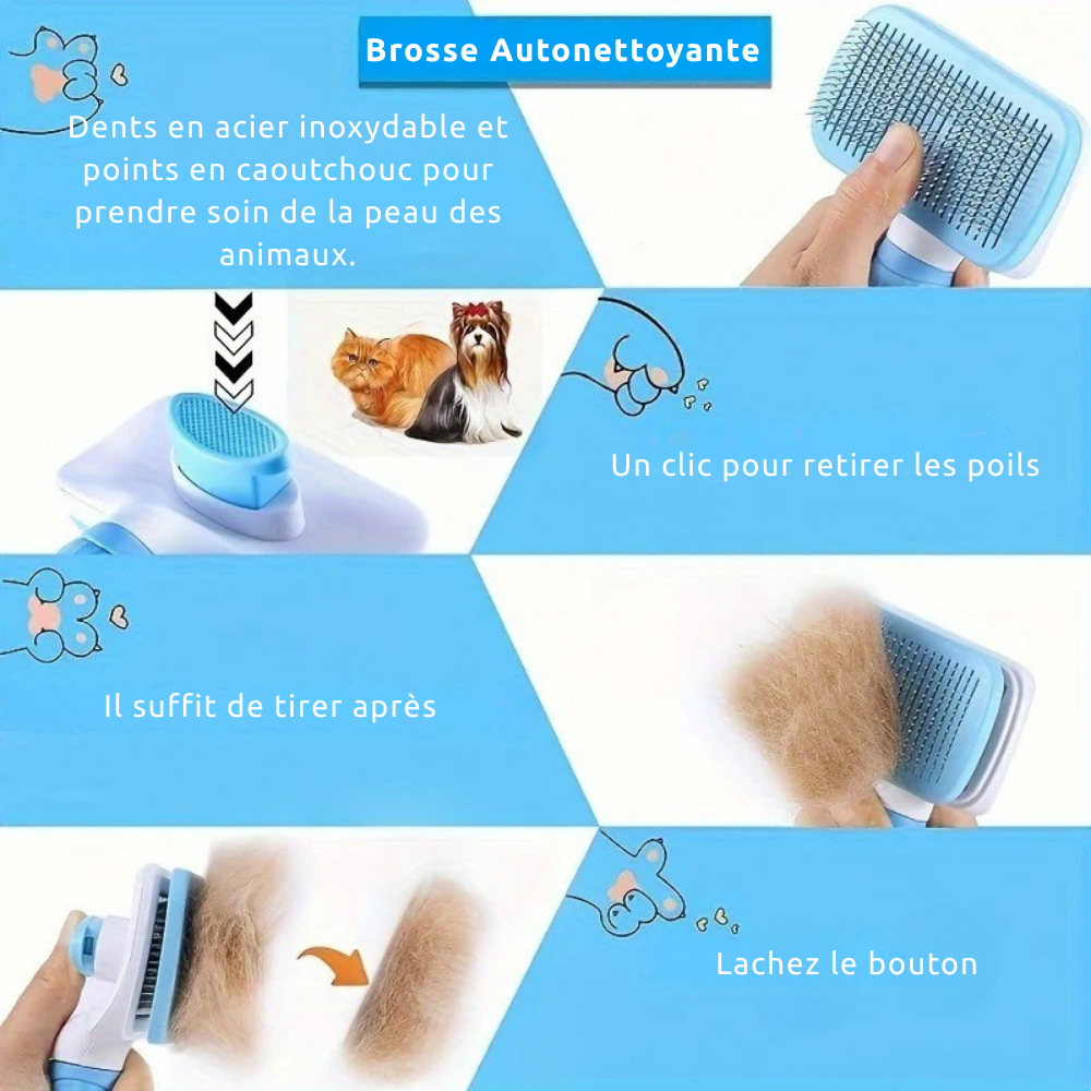 Brosse Autonettoyante pour Chiens et Chats – Picots Souples