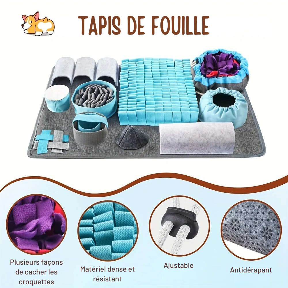 Tapis de Fouille Interactif Multifonction pour Chien – Antidérapant et Lavable