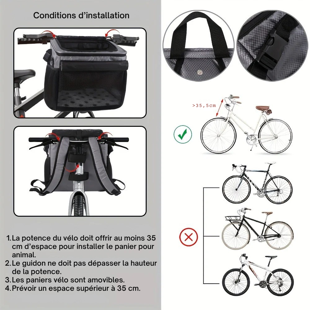 Panier vélo étanche 4-en-1 pour Chien et Chat