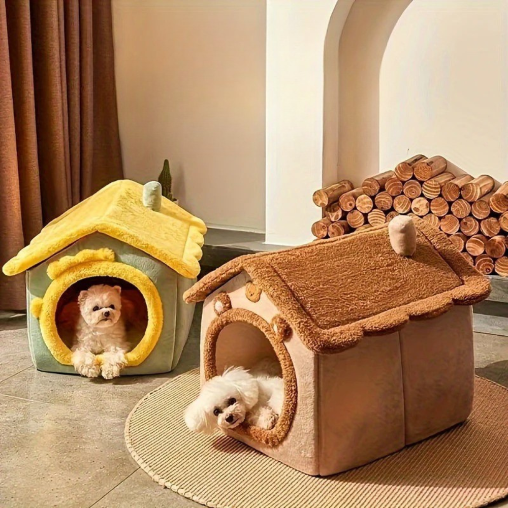 Maison en peluche style chalet pour chien et chat