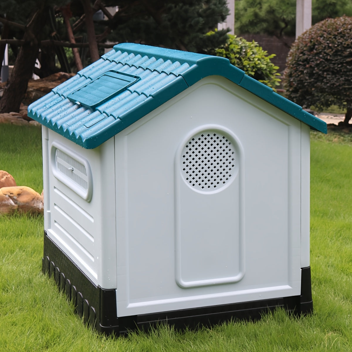 Niche Extérieure Ventilée Toit Ouvrant et Base Élevée pour Chien