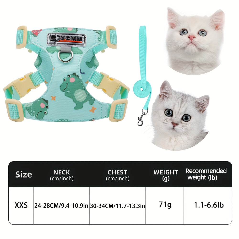 Harnais Imprimé Confortable avec Laisse pour Chats