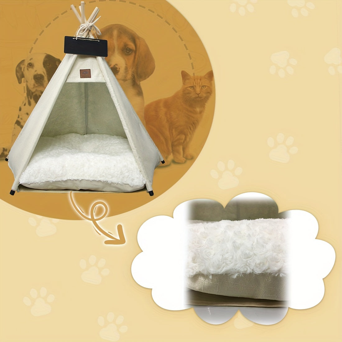 Tipi Bohème en Lin Doublé pour Chiens et Chats