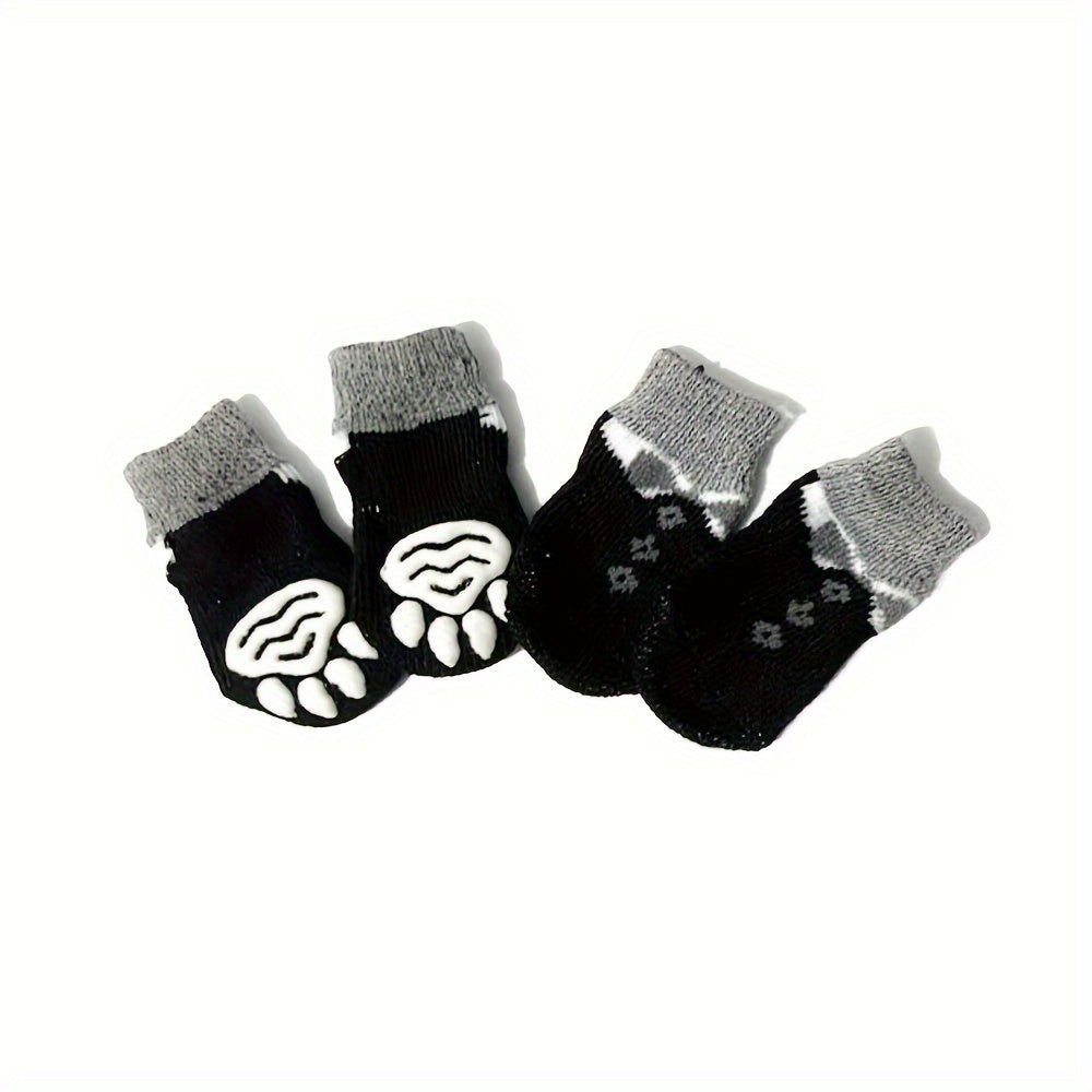 Chaussettes Antidérapantes pour Chiens et Chats – Lot de 4 Motifs Colorés