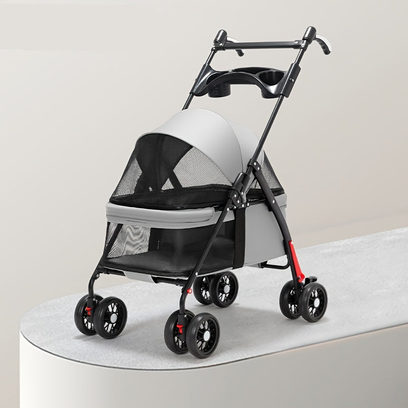 Poussette Pliable 4 Roues pour Petits à Moyens Chiens