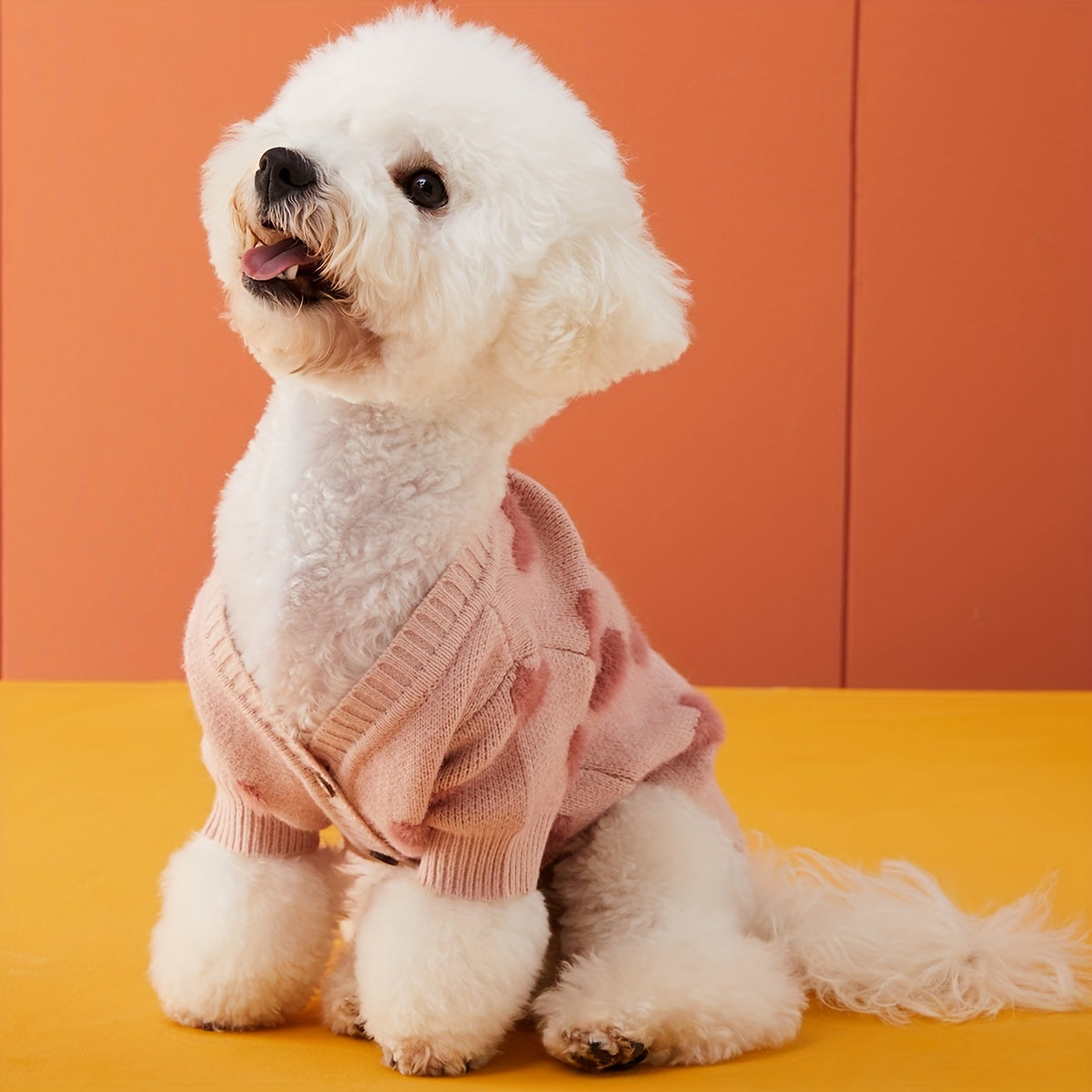 Cardigan Rose à Cœurs pour Chiens et Chats – Tricot Doux Boutonné