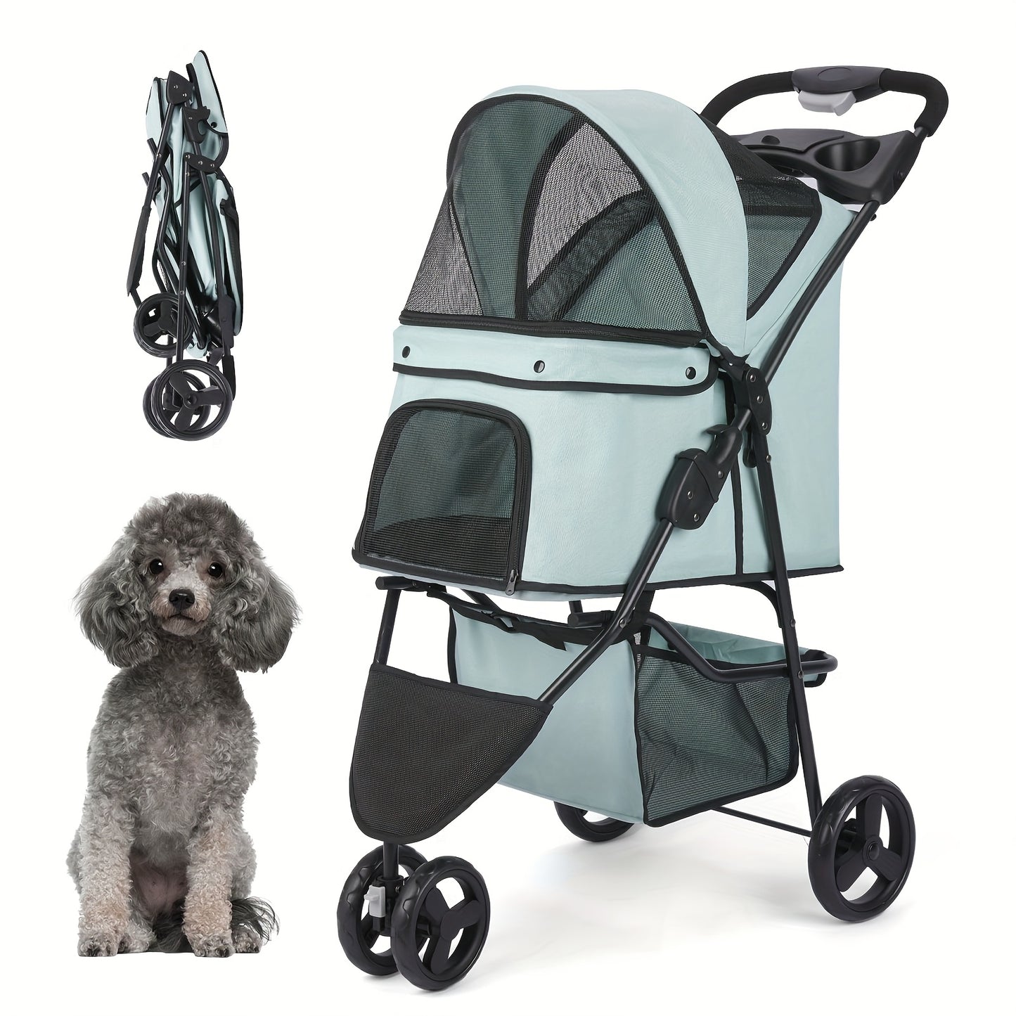 Poussette pour Chien et Chat avec Rangement Intégré