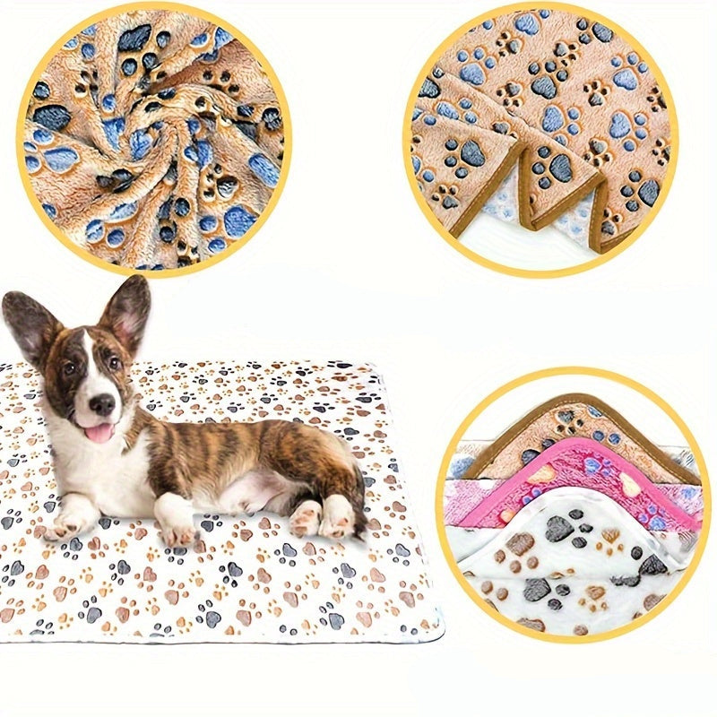 Lot de 8 Couvertures Flanelle Motif Pattes pour Chiens et Chats
