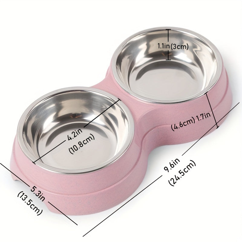 Gamelle Double Antidérapante Inox pour Chiens et Chats – 120ml