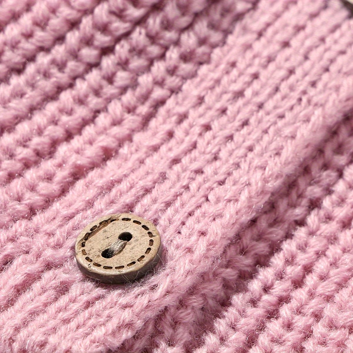 Pull Tricoté avec Boutons Fleur pour Chiens et Chats – Cardigan Rose ou Bleu à Col Replié