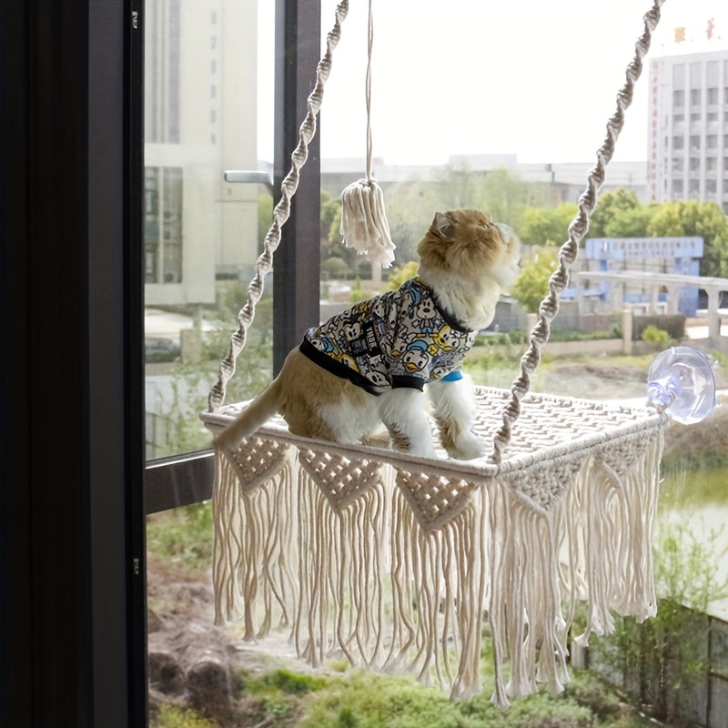 Hamac Macramé Suspendu pour Chats