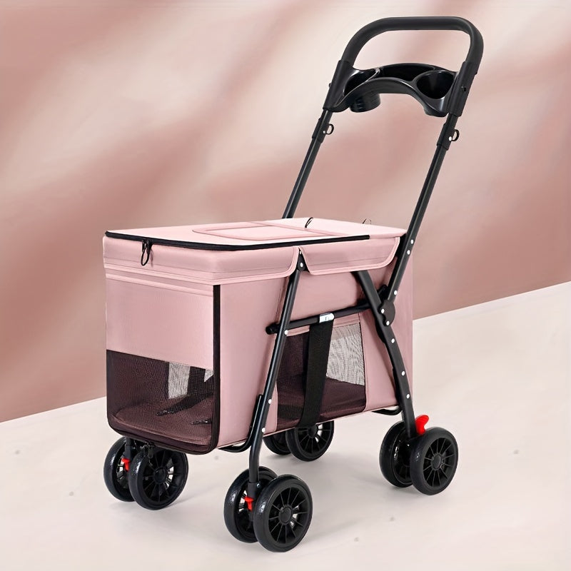 Poussette pour animaux avec toit ouvrant et maillage respirant