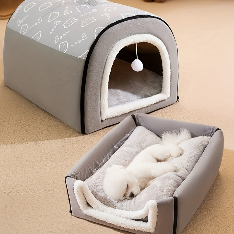 Niche 2-en-1 pliable en mousse mémoire pour chien et chat