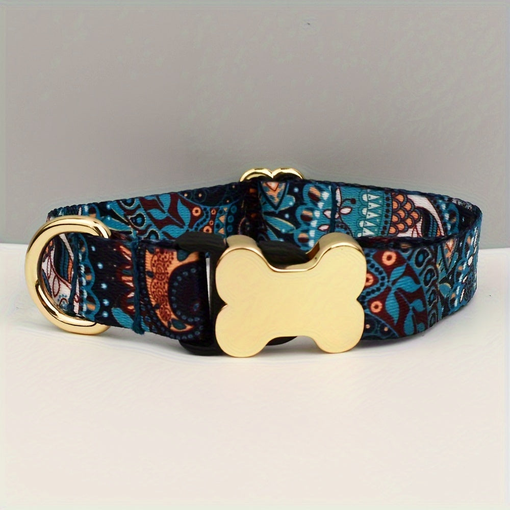 Collier pour Chien à Motif avec Boucle Os Dorée