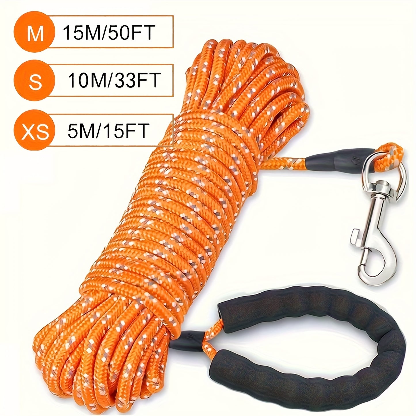 Longe Réfléchissante Orange en Nylon pour Chien – 5 m à 15 m