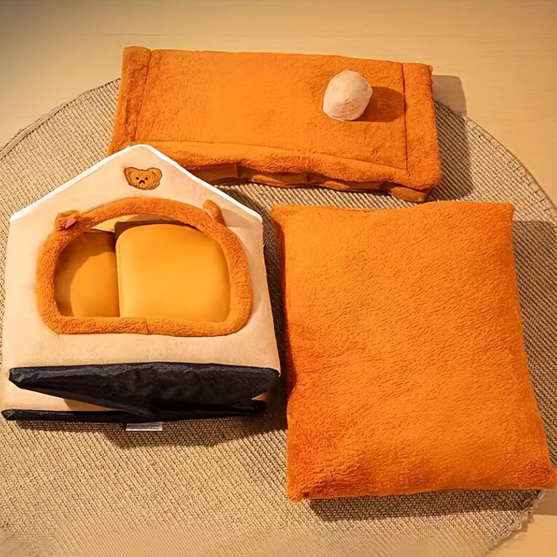 Maison en peluche style chalet pour chien et chat
