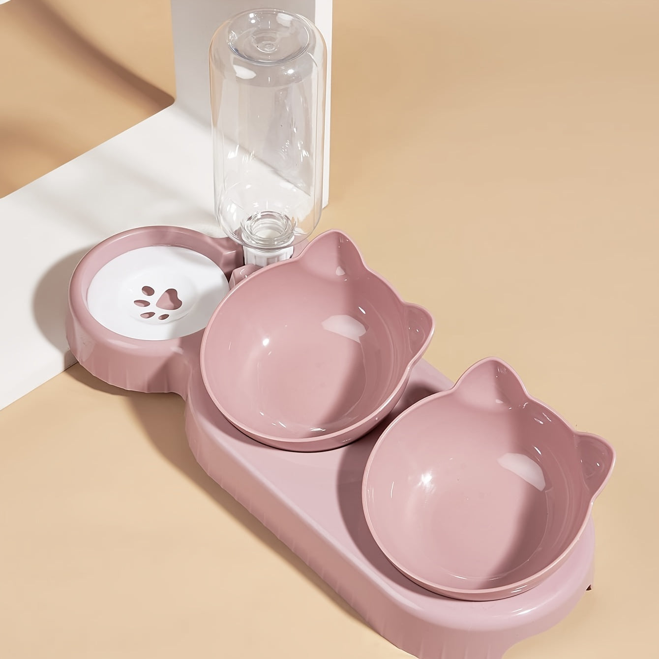 Gamelle 3 en 1 avec Réservoir d’Eau et Bols Inclinés – Design Oreilles de Chat