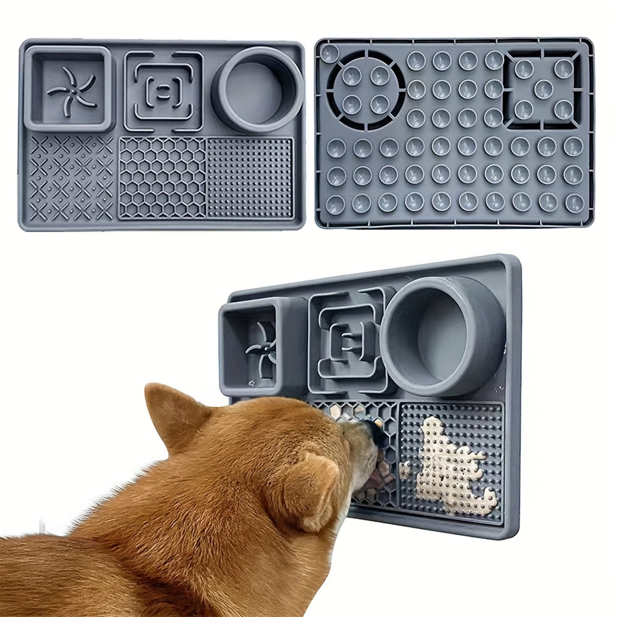 Tapis de léchage & gamelle anti-glouton avec ventouses pour chien
