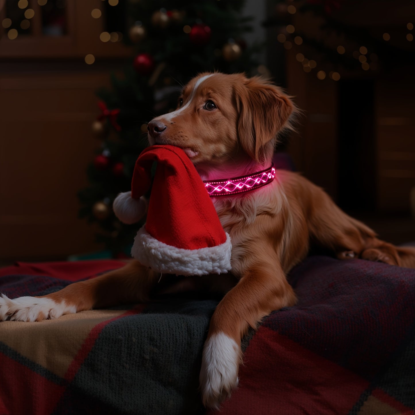 Collier lumineux LED brodé pour Chien