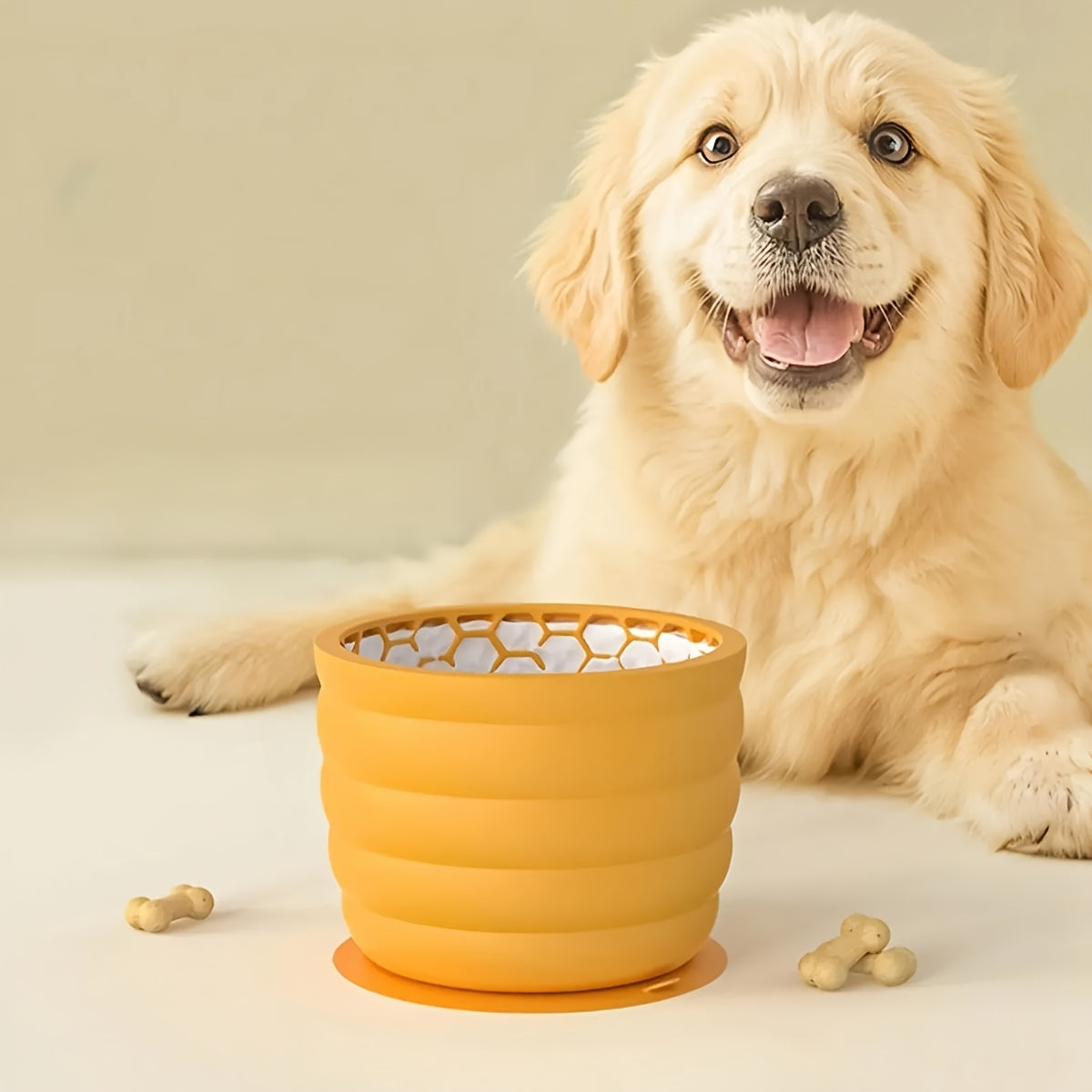 Bol à Lécher Cylindrique avec Ventouse en Silicone pour Chien