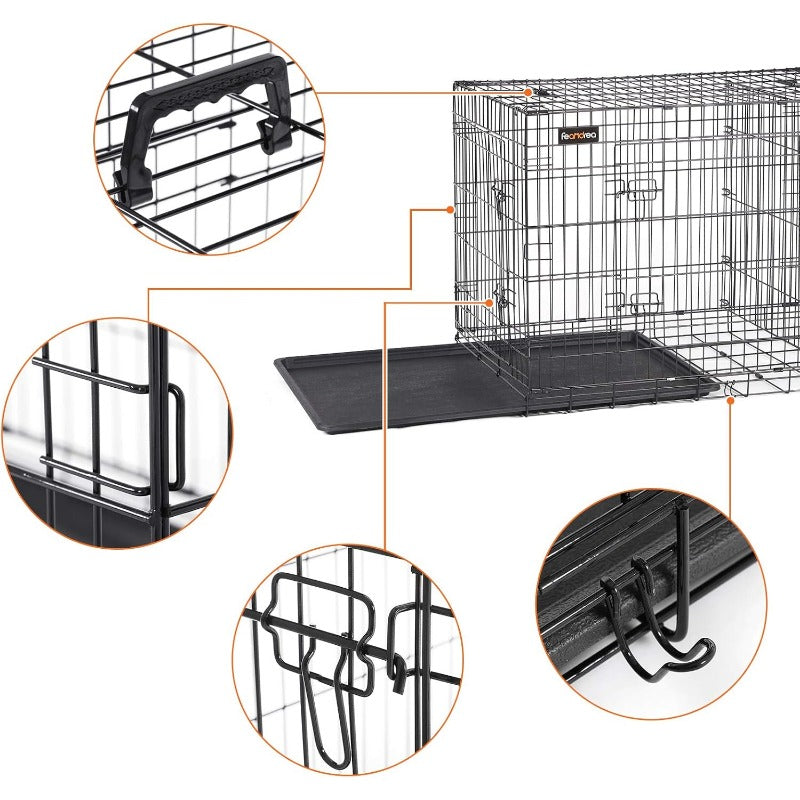 Cage Métallique Double Porte avec Séparation Amovible pour Chien