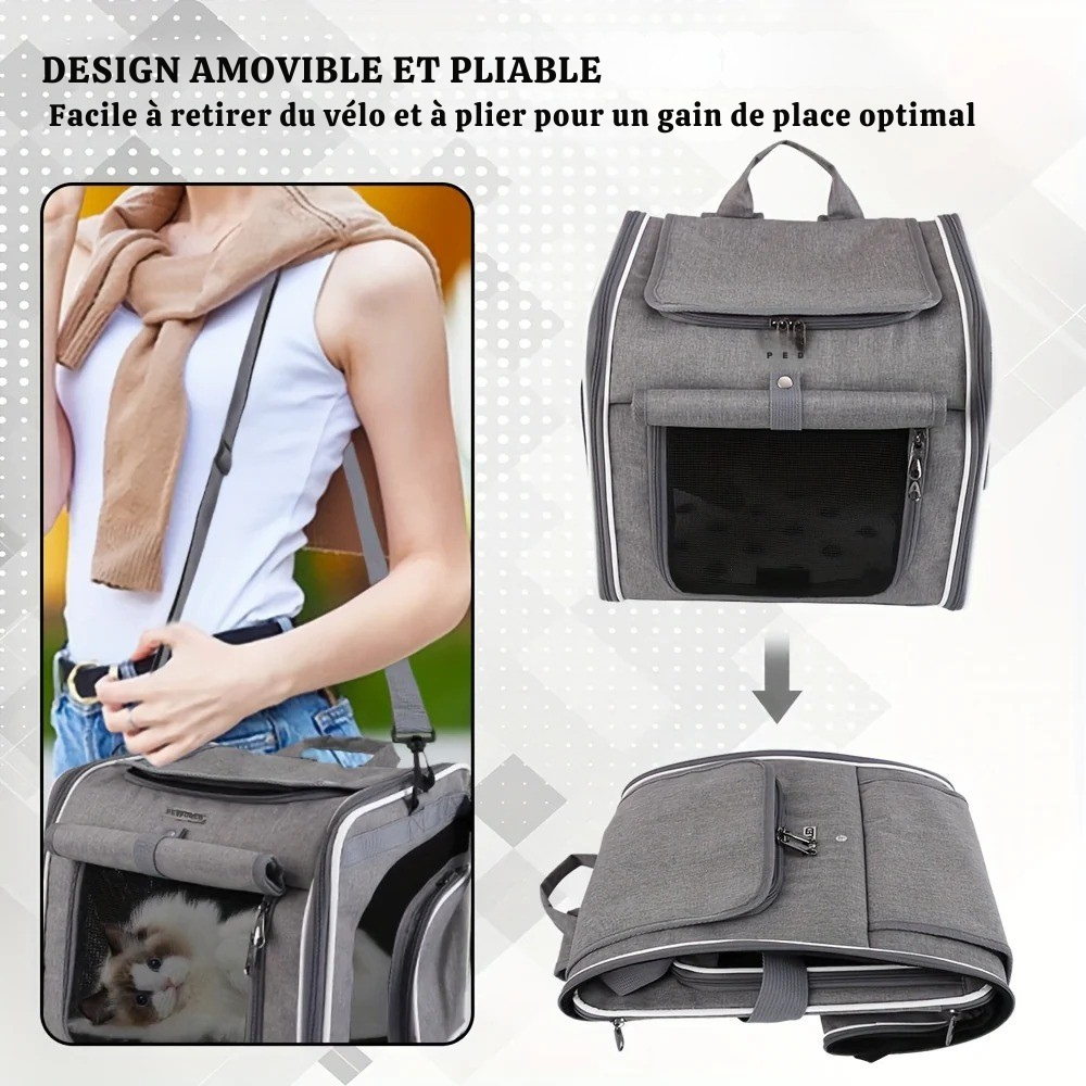 Panier vélo pliable et extensible pour chien et chat