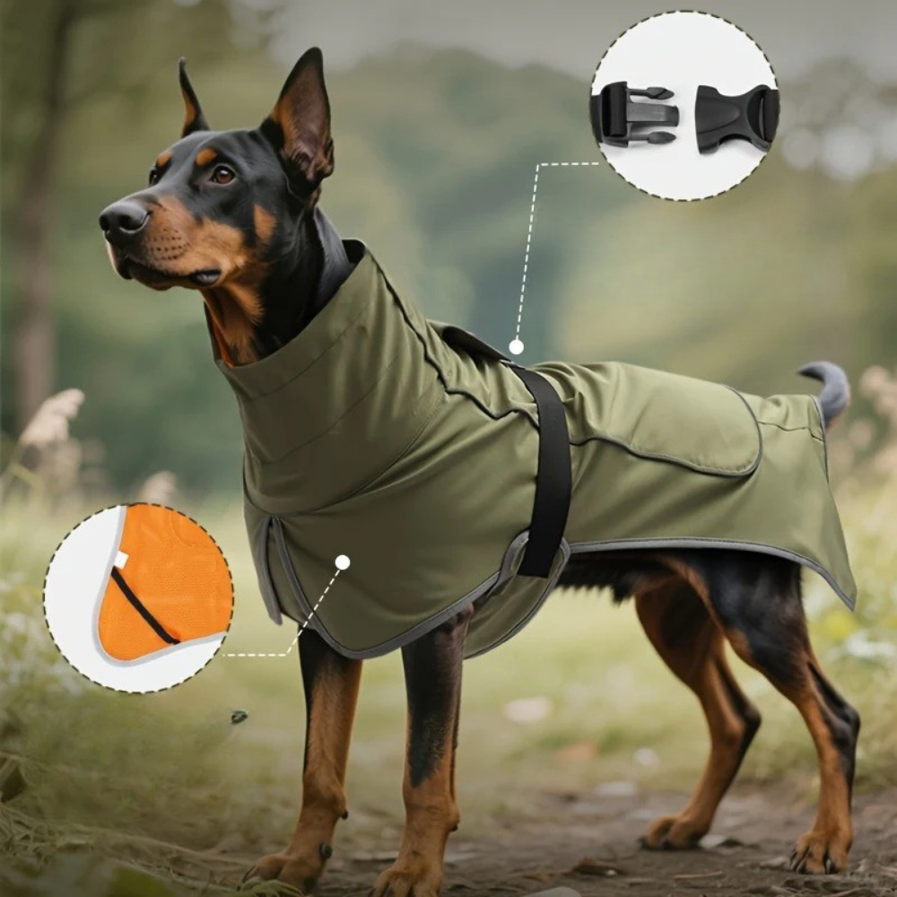Manteau Imperméable Ajustable pour Chiens avec Col Haut