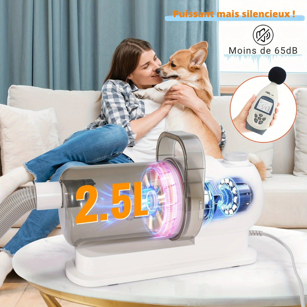 Aspirateur de Toilettage 2.5L pour Chiens et Chats
