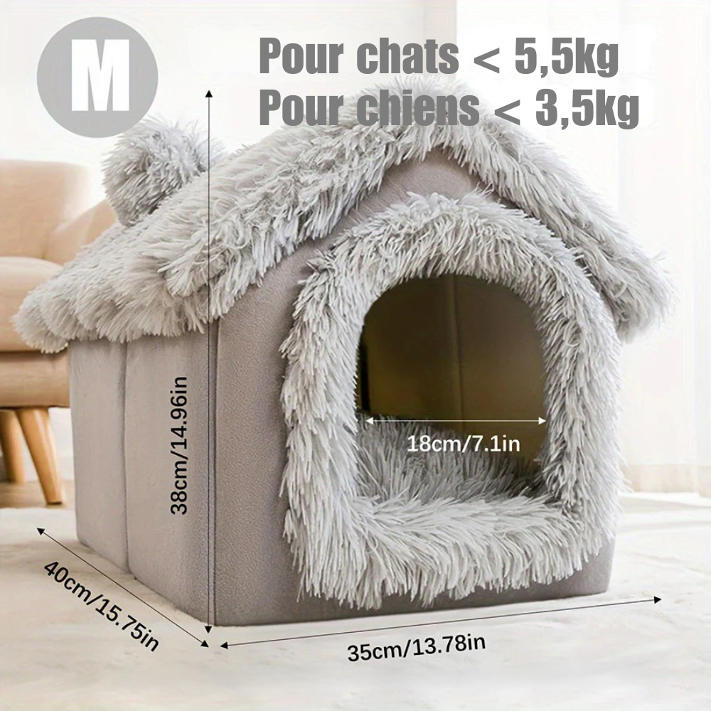 Maison douillette en forme de chalet pour chat et petit chien