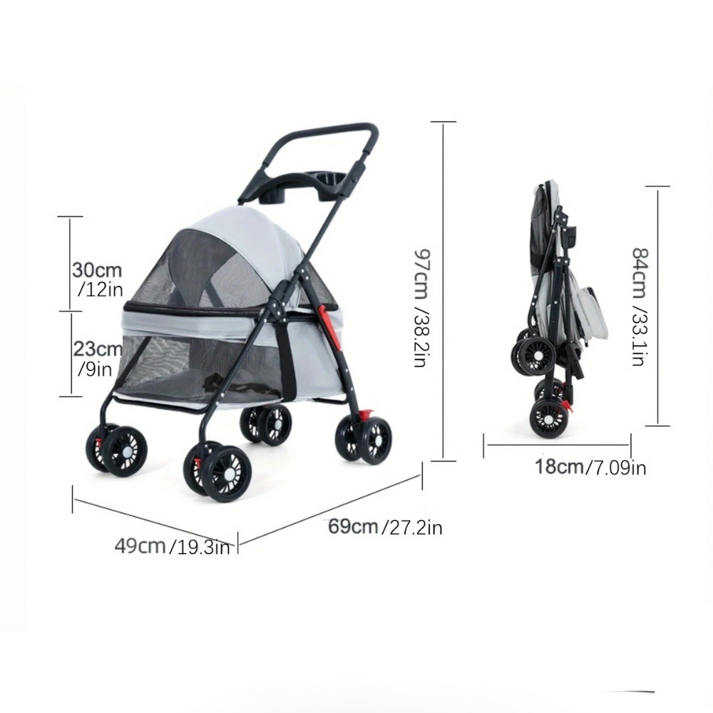 Poussette pour Animaux Pliable et Légère
