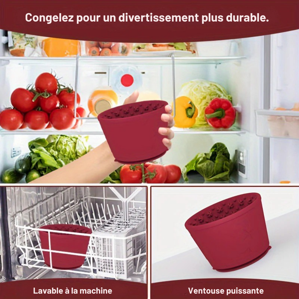 Bol à Lécher Antidérapant avec Ventouse en Silicone pour Chien