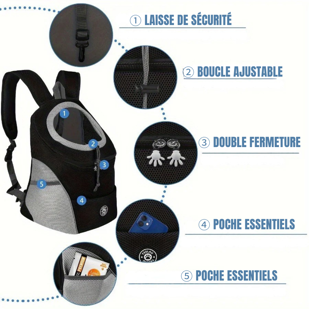 Sac à Dos Confortable à Cordon pour Chien ou Chat