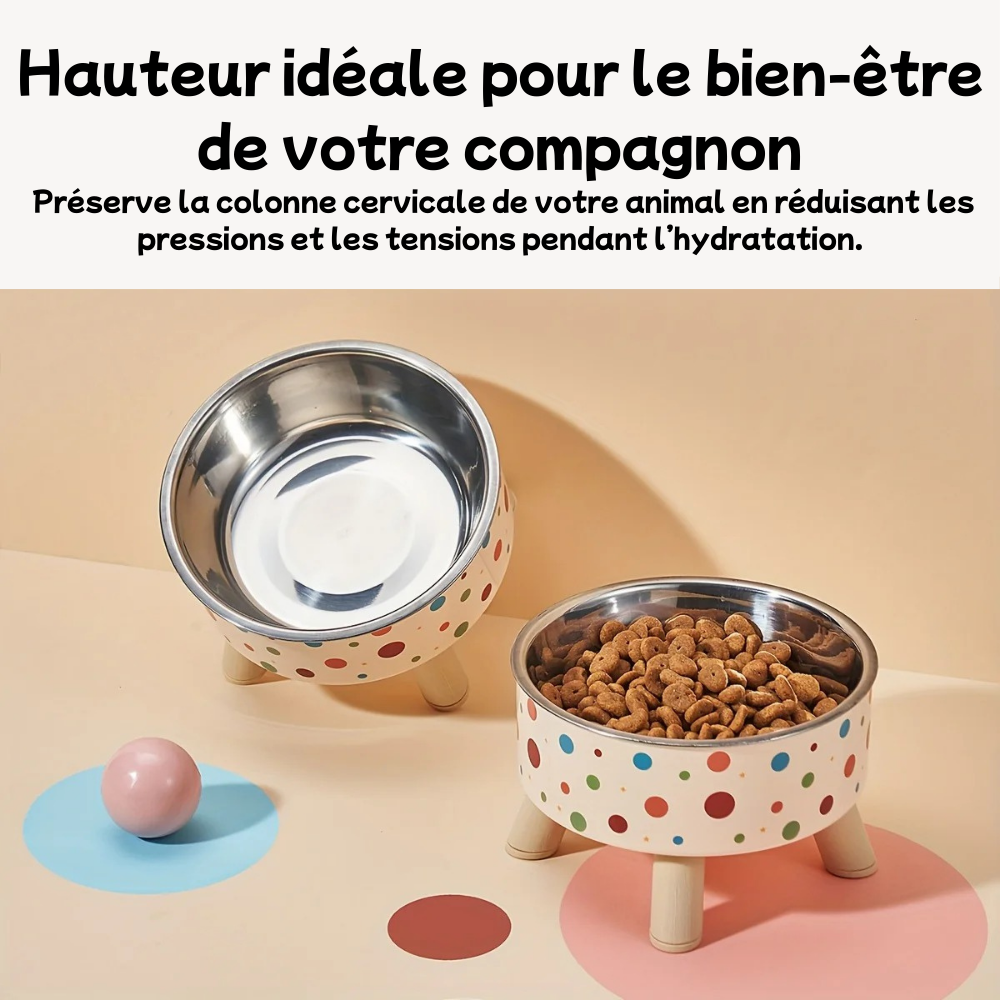 Gamelle surélevée en inox pour chien et chat